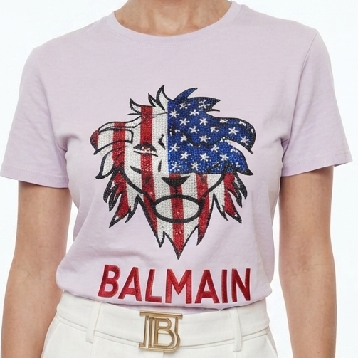 Lion Graphic Premium  T-Shirt for Women – Light Pink Casual Tee