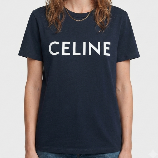 Women's Premium Navy Blue Logo Print  T-Shirt – Classic Casual Tee