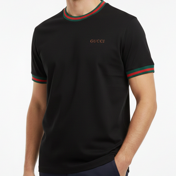 Premium Black Luxury Oversized T-Shirt with Signature Web Trim