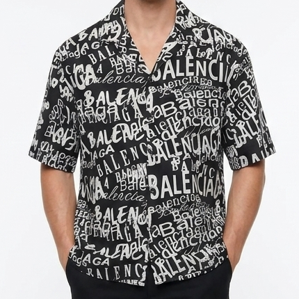 Premium Black & White All-Over Print Casual Shirt for Men