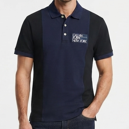 Elegant  Colorblock Premium Polo T-Shirt – Navy & Black