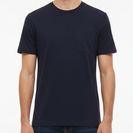 Navy Blue Minimal Pocket T-Shirt  Luxury Essential Edition