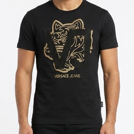 Premium  Men’s Black T-Shirt Bold Graphic Print Luxury Streetwear