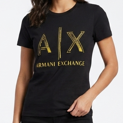 Luxury Black A|X Logo T-Shirt Premium Gold Print Style