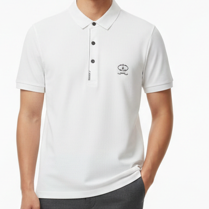 Men’s Premium White Polo T-Shirt  Elegant Short Sleeve Classic Fit