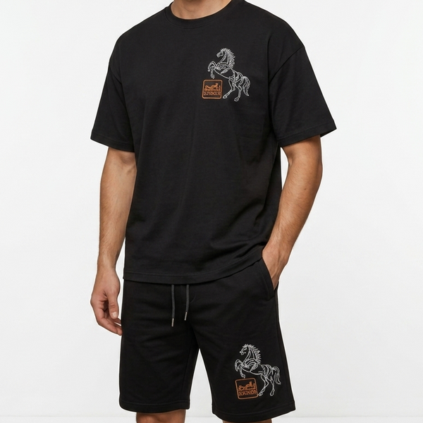 Luxury Black Co-Ord Set with Premium Horse Logo Design
