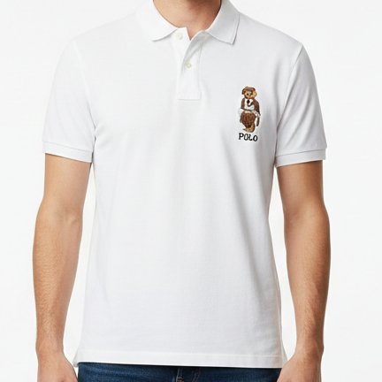 Imported White Polo Bear Classic Polo Shirt Premium Signature Edition