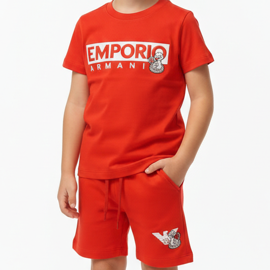 Kids Premium Red T-Shirt & Shorts Set Stylish Summer Outfit