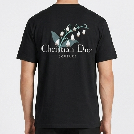 Premium Black Lily the Valley  Printed Drop Shoulder T-Shirt for Men