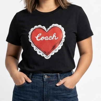 Premium Black Heart Print Casual T-Shirt for Women