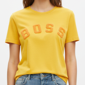 Women’s Yellow Logo T-Shirt Elegant Everyday Casual Wear