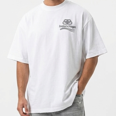 Luxury Imported White Minimal Logo Over sized T-Shirt Luxury Casual Wear