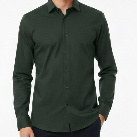 Imported Solid Dark Green Slim-Fit Formal Shirt for Men