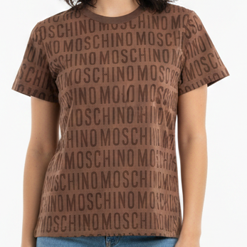 Women’s Brown Logo Print Casual T-Shirt