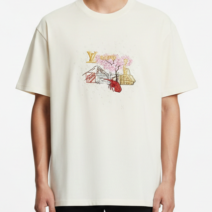 Premium Cream Drop Shoulder T-Shirt With Artistic Signature Edition