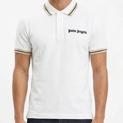 Premium Men's White Contrast Trim Polo T-Shirt