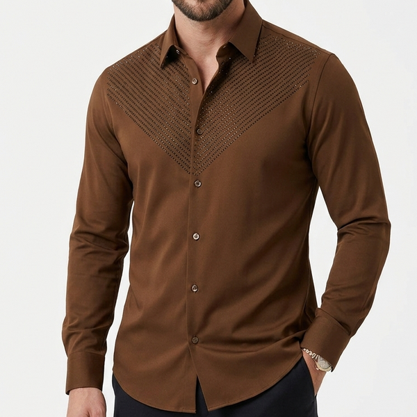 Premium Designer Studded V-Pattern Shirt Luxury Party Wear Collection