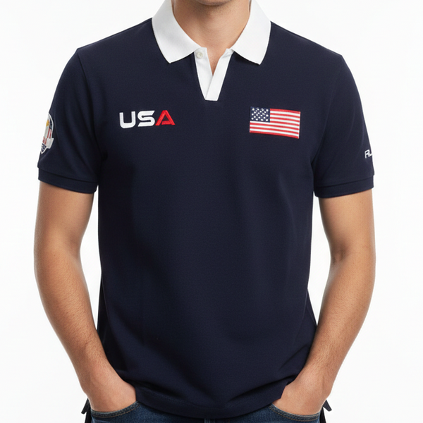 Premium Flag Navy Polo Shirt Premium Classic Fit