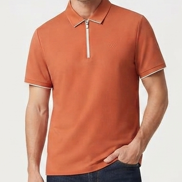 Luxury Men's Zip Polo T-Shirt – Premium Soft Fabric with Signature Embroidery