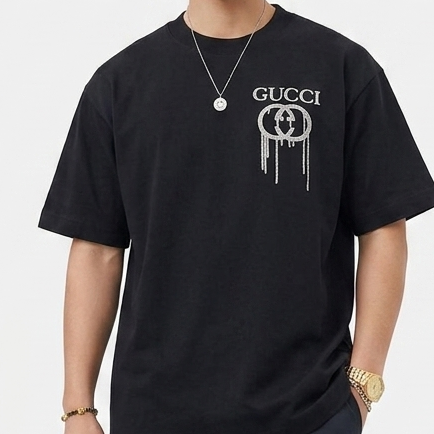 Premium Black Logo Over sized T-Shirt with Minimal Chest Embroidered Logo