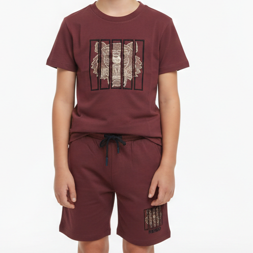 Kids Maroon T-Shirt & Shorts Set Smart & Comfy Look