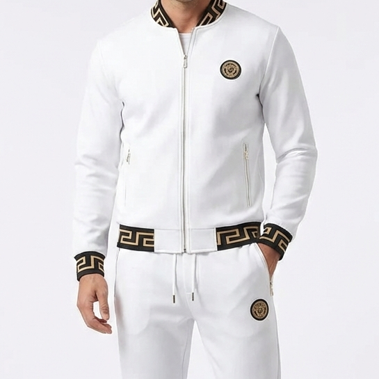 Men’s Premium White Designer Tracksuit Set