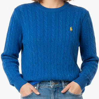 Elegant Premium Blue Classic Cable Knit Women Jumper