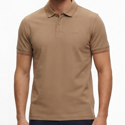 Premium Beige Polo T-Shirt with Contrast Trim