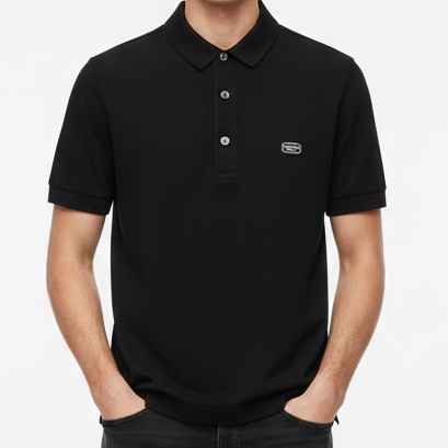 Men’s Premium Black Ribbed Polo T-Shirt – Classic & Stylish