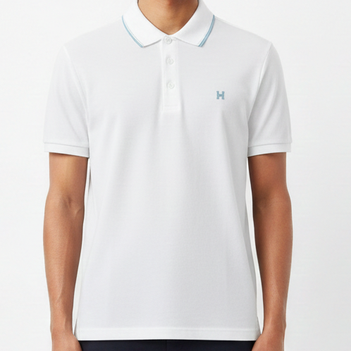 Premium White Polo T-Shirt with Elegant Minimal Design