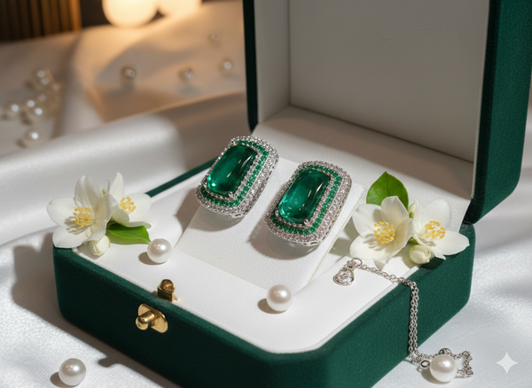 Elegant Pearl Choker Set with Grand Emerald-Green Polki Pendant