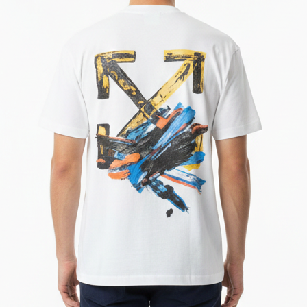 Premium White Abstract Arrow Print T-Shirt