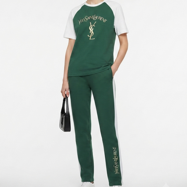 Women's Premium Green & White Casual Co-Ord Set | Half Sleeve T-Shirt with Regular Fit Track Pants