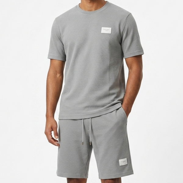 Luxury Grey Textured Regular Fit Co-Ord Set for MeN