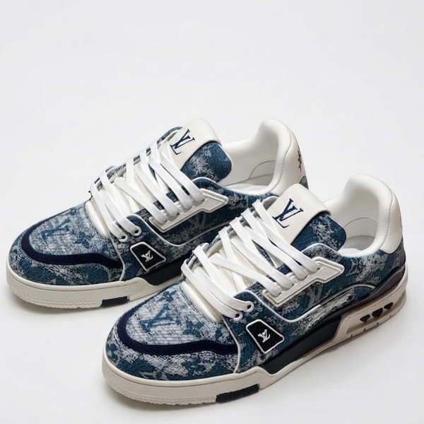 Elegant Monogram Denim Low-Top Premium Sneakers