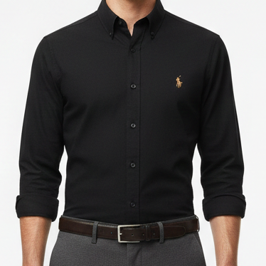 Men’s Premium Black Full Sleeve Shirt with Minimal Logo Detail