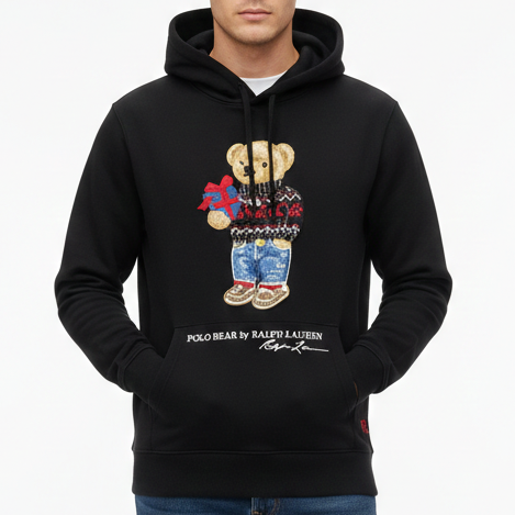 Classic Black Bear Hoodie for Men