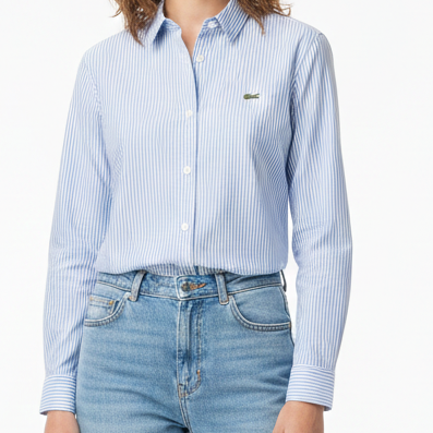 Elegant Sky blue Striped  Women’s Button-Down Shirt