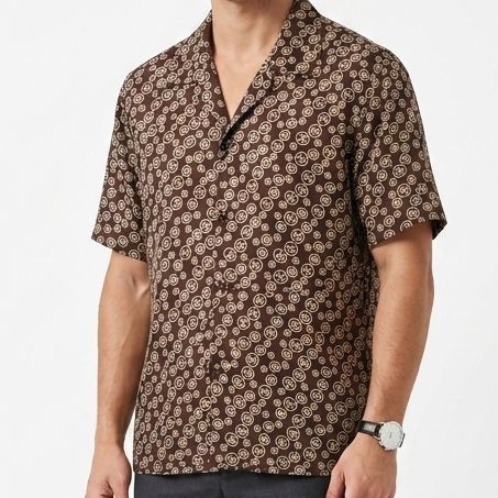 Luxury Monogram Print Premium Drop Shoulder Shirt