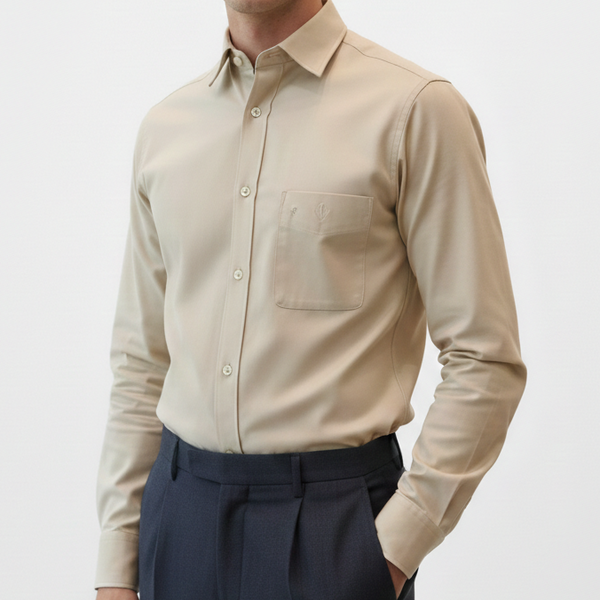 Premium Classic Beige Smart-Casual Shirt