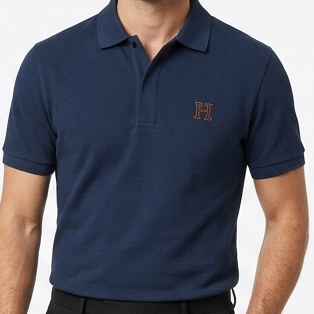 Men’s Premium Navy Blue Polo T-Shirt with Embroidered Logo
