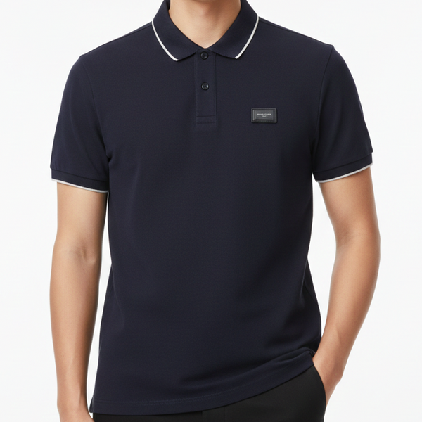 Premium Navy Blue Polo T-Shirt with Contrast Piping