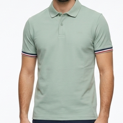 Classic Polo T-Shirt with Contrast Trim Sleeve