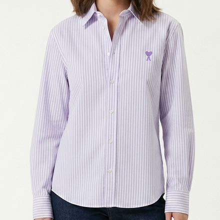 Chic Lavender Striped Button-Down Shirt for Women