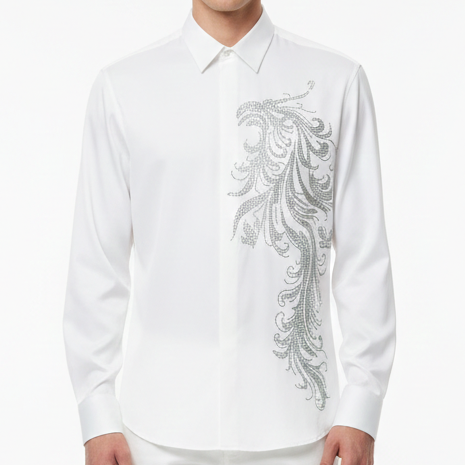 Men’s Premium Designer Shirt with Crystal Artwork