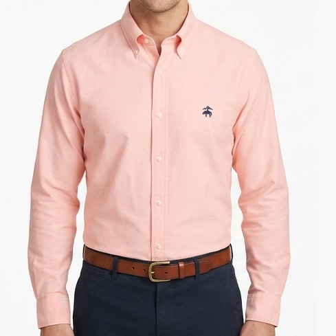 Premium Men’s Peach  Button-Down Shirt – Soft Smart Casual Regular Fit
