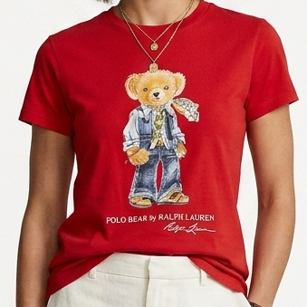 Premium Polo Bear Graphic Red T-Shirt for Men