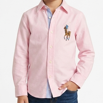 Premium Kids Branded Pink Shirt  With initial Brand Logo