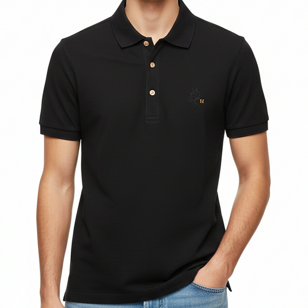 Classic Black Polo T-Shirt Premium Casual Elegance