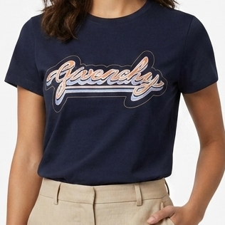 Elegant Women’s Navy Blue Logo T-Shirt
